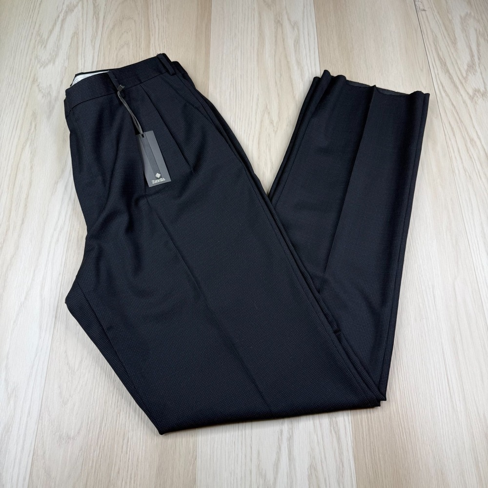 NWT Zanella Mens Black Pleated Formal Trouser Preppy Bennett Dress Pants Size 40